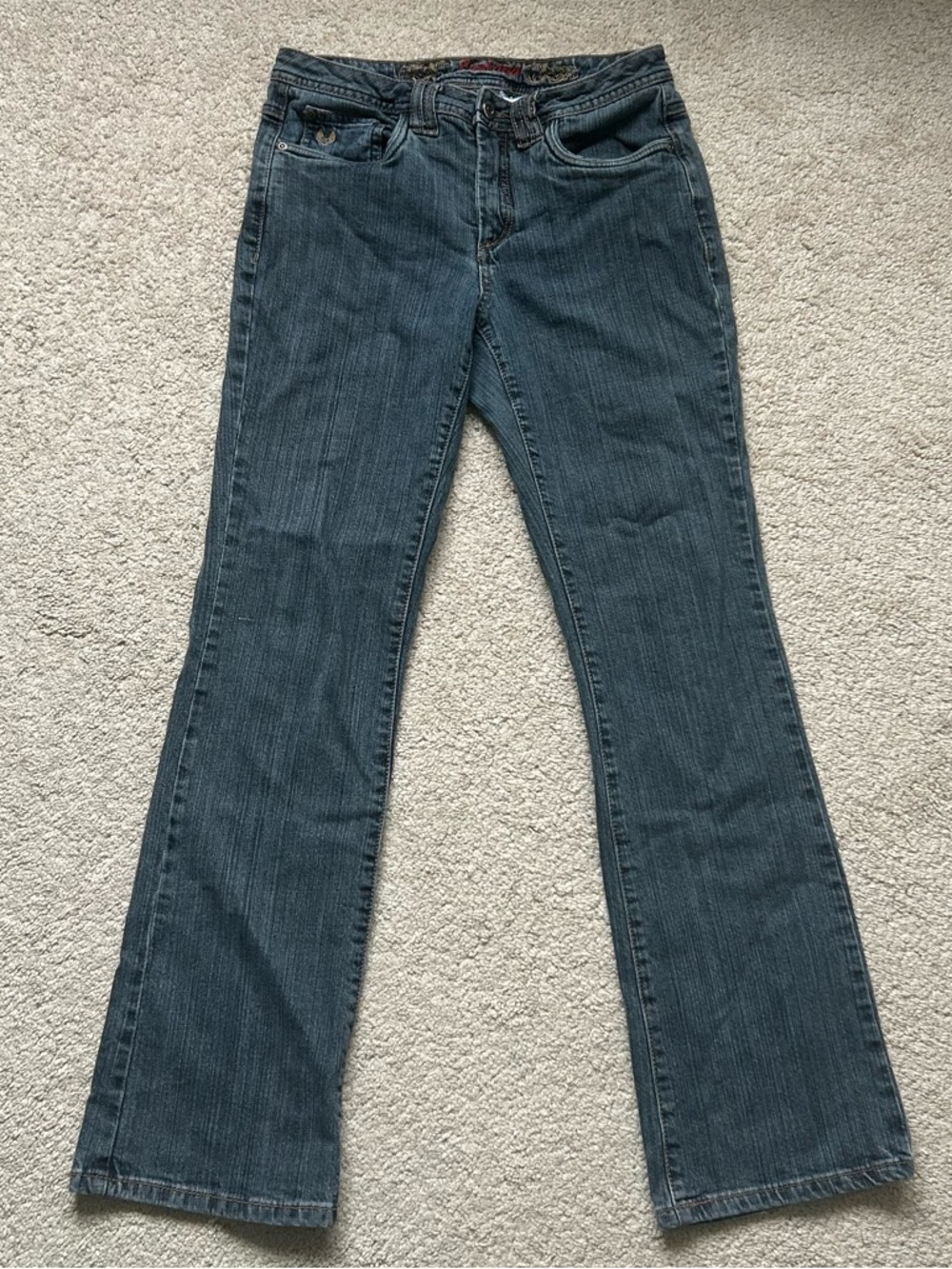 Women’s Gray-Blue Flare Jeans - Picture 2 of 8